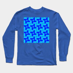 monochrome blue geometrical abstract circle pattern Long Sleeve T-Shirt